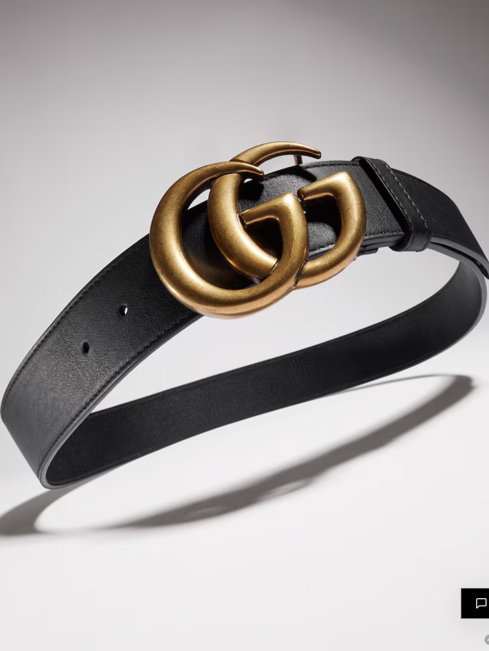 Gucci Marmont Wide Black Leather Double G Belt